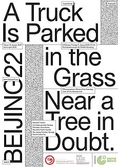 Vernissage "A truck is parked in the grass near a tree in doubt"